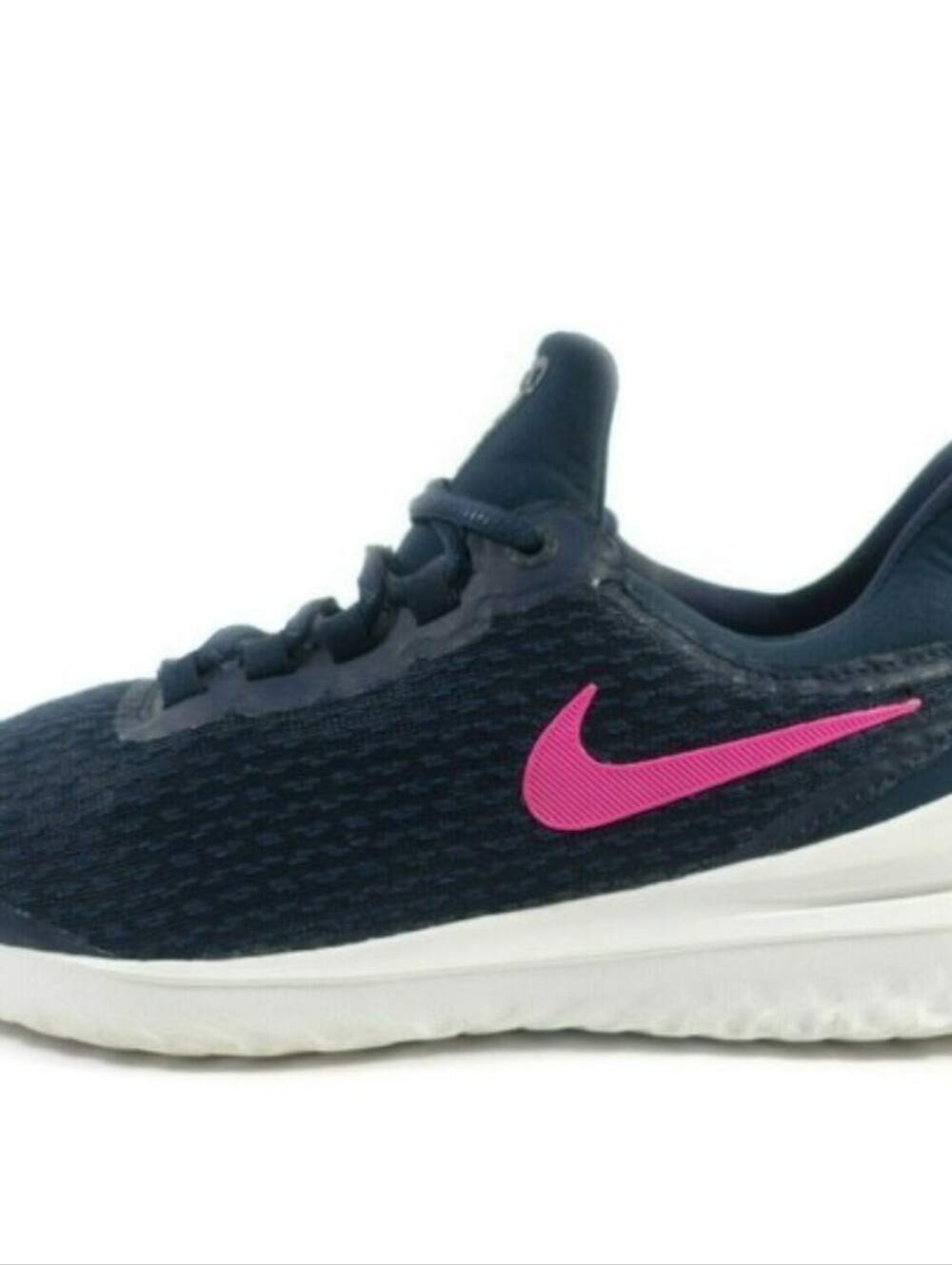 Nike Navy Running Shoe with Pink Swoosh
